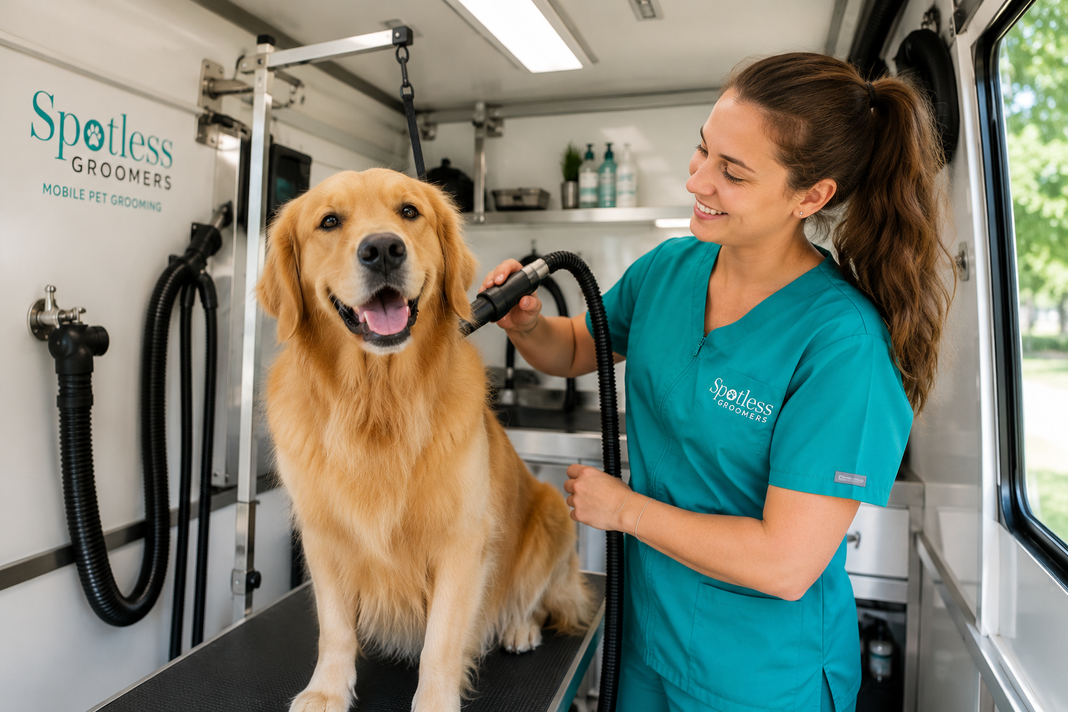 Mobile dog bath and blow dry — Spotless Groomers