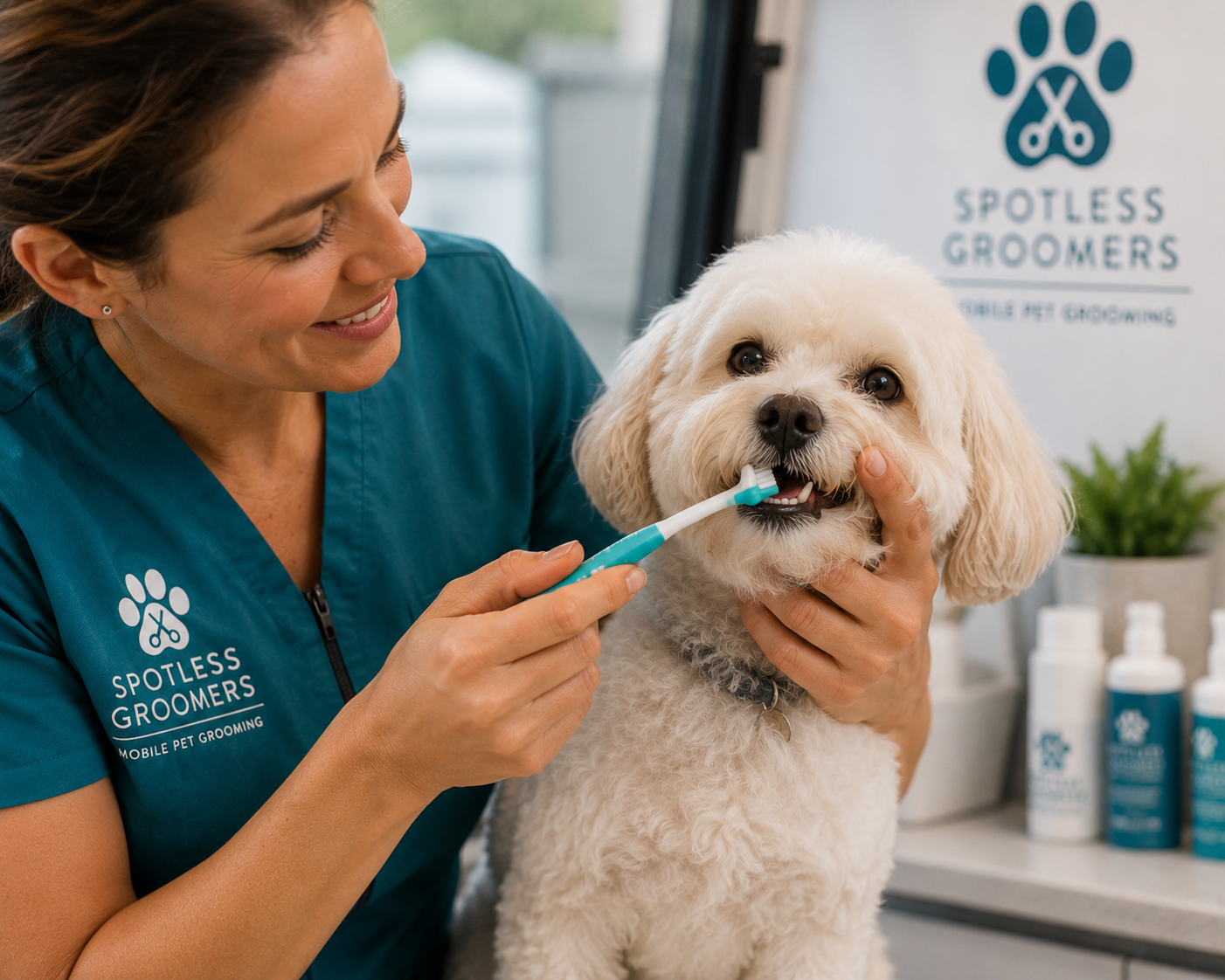Dog teeth brushing — Spotless Groomers
